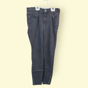LOFT Modern Skinny Black Jeans Sz 4/27 Ankle Buttons
